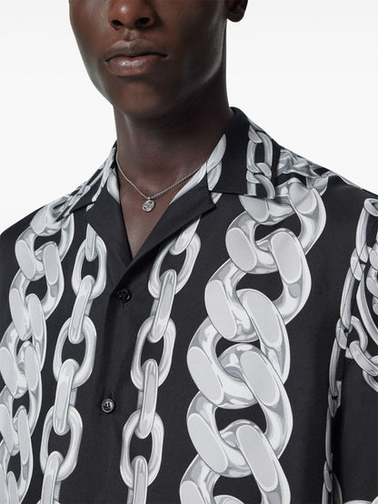 Versace Printed Silk Medusa Chains Bowling Shirt