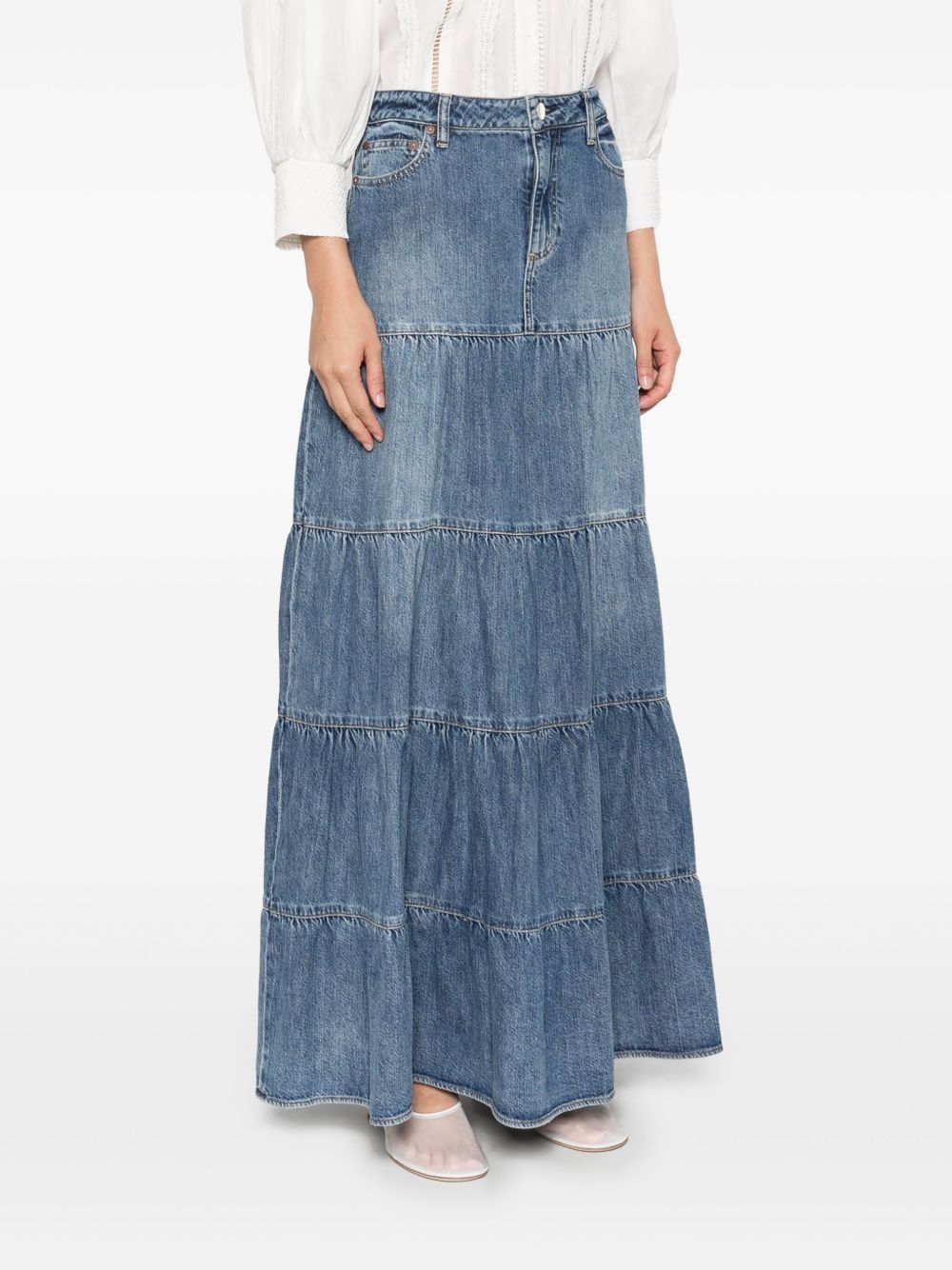 Alice + Olivia Mindy Denim Maxi Skirt - Blue