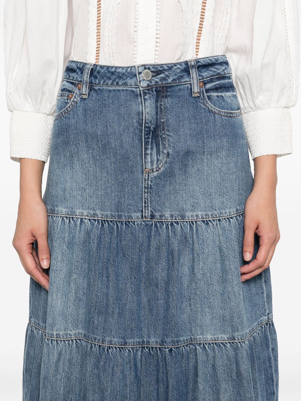 Alice + Olivia Mindy Denim Maxi Skirt - Blue