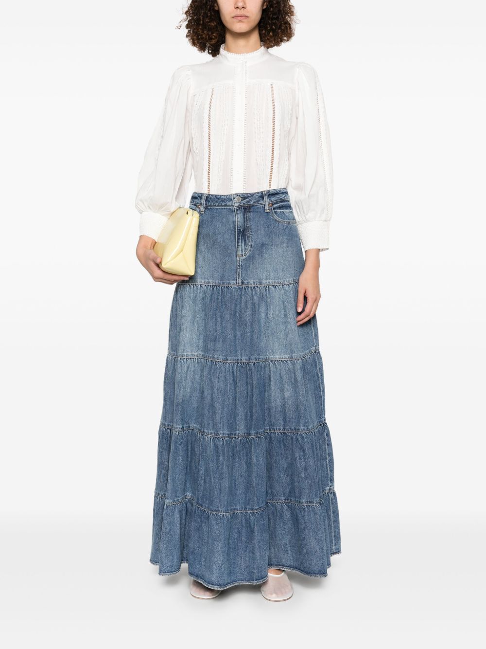 Alice + Olivia Mindy Denim Maxi Skirt - Blue