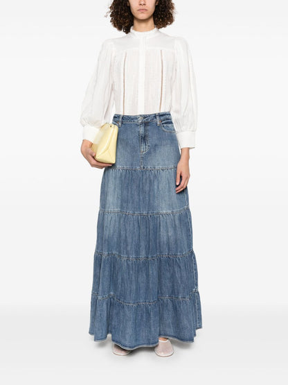 Alice + Olivia Mindy Denim Maxi Skirt - Blue