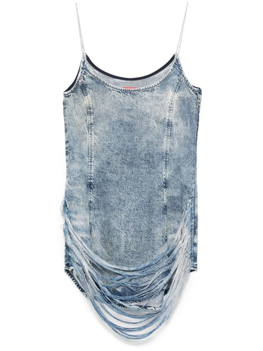 Diesel Tencel denim mini dress with fringes