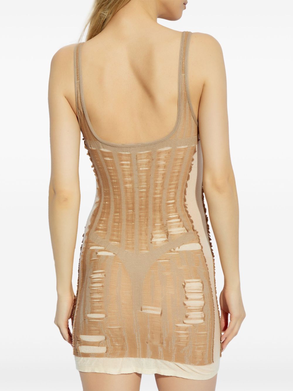 Diesel Semi-Sheer Panelled beige Mini Dress