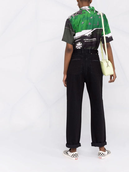 Golden Goose logo patch straight-leg trousers