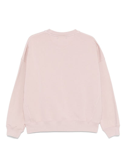 Golden Goose Old rose unisex round neck sweatshirt with green logo print