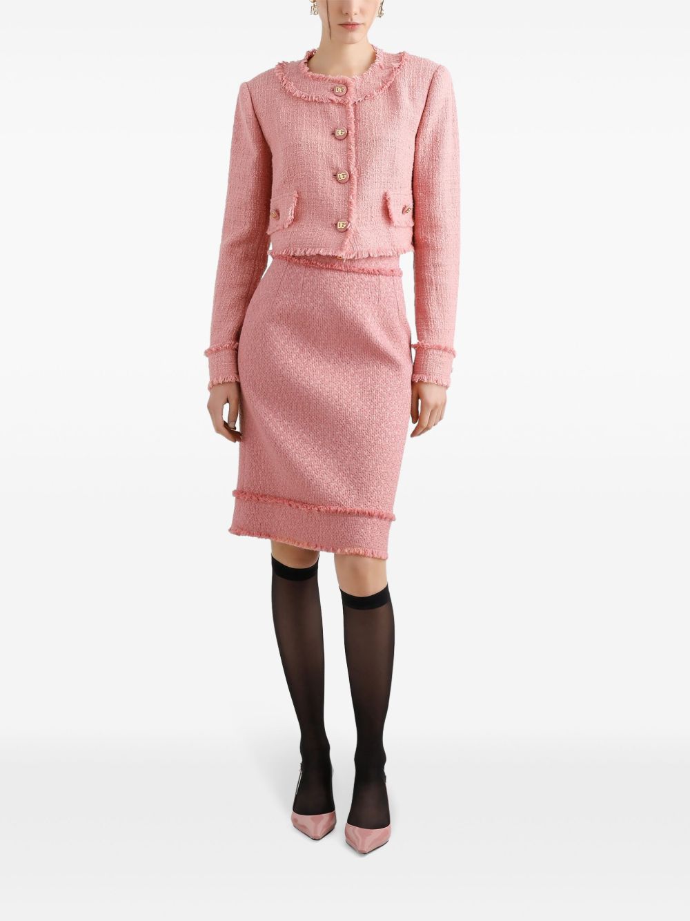 Dolce & Gabbana Short raschel tweed jacket in Pink