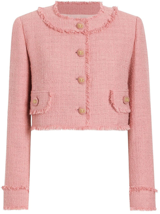 Dolce & Gabbana Short raschel tweed jacket in Pink