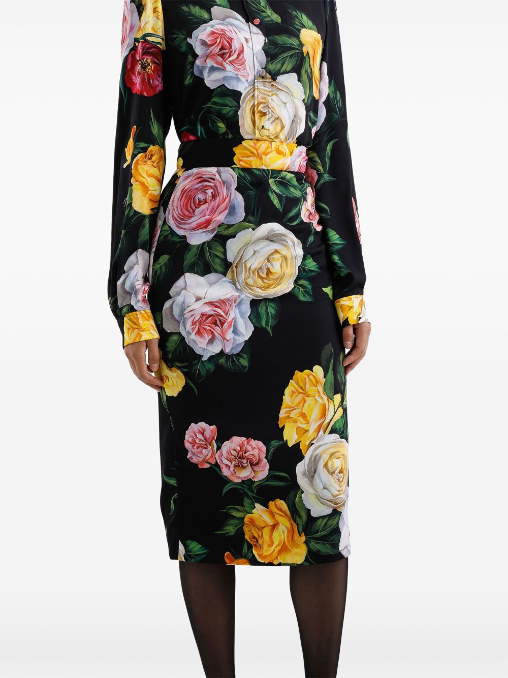 Dolce & Gabbana Floral silk-blend charmeuse midi skirt