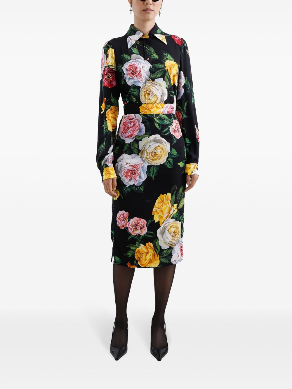 Dolce & Gabbana Floral silk-blend charmeuse midi skirt