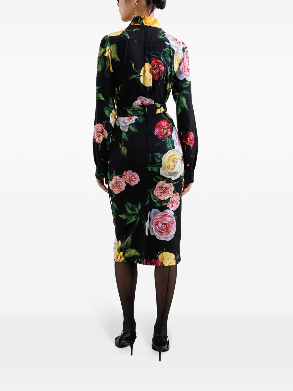 Dolce & Gabbana Floral silk-blend charmeuse midi skirt