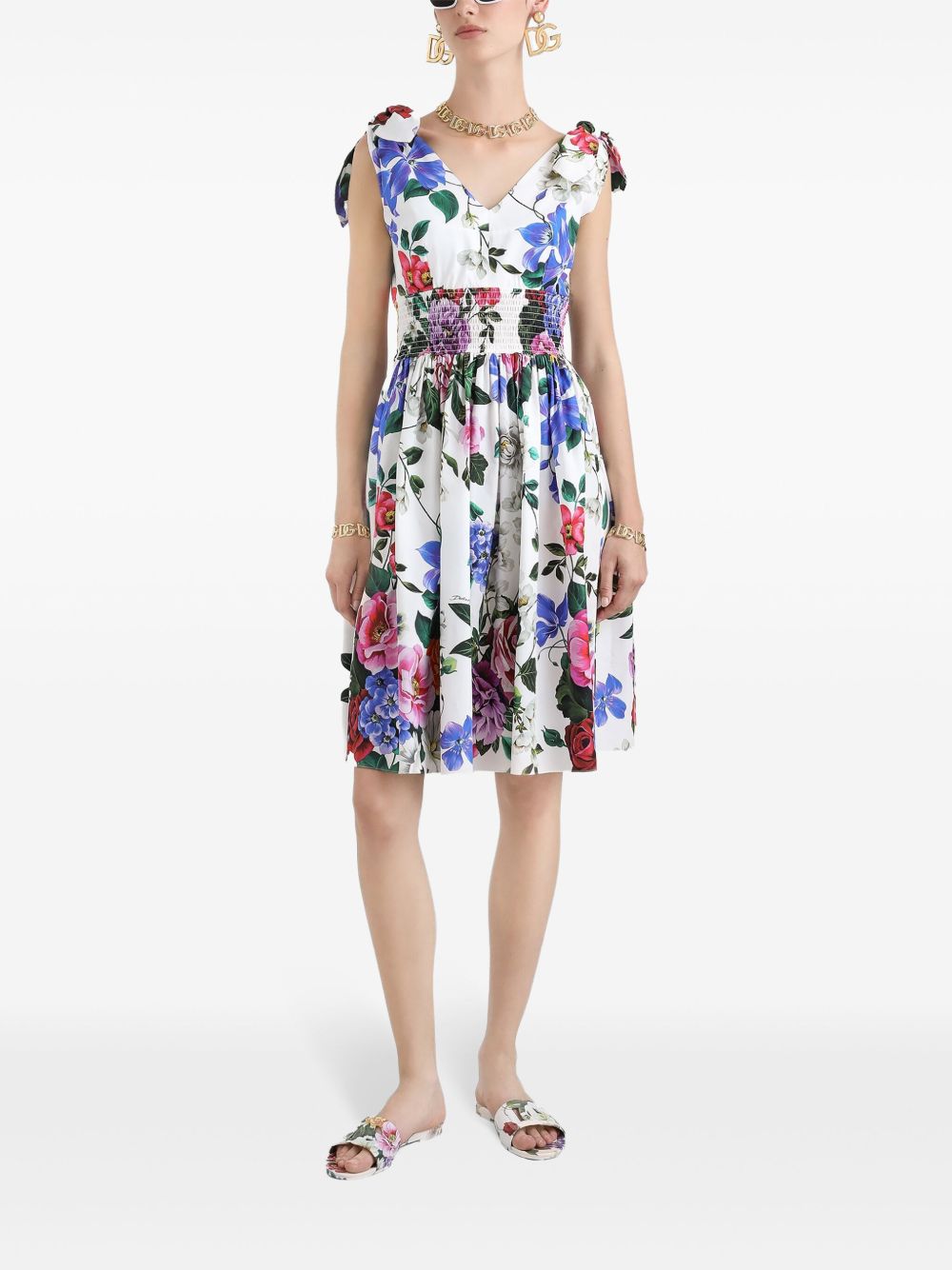 Dolce & Gabbana midi dress in cotton with floral print