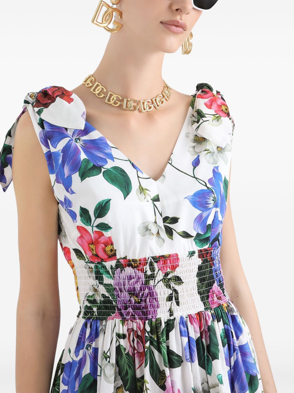 Dolce & Gabbana midi dress in cotton with floral print