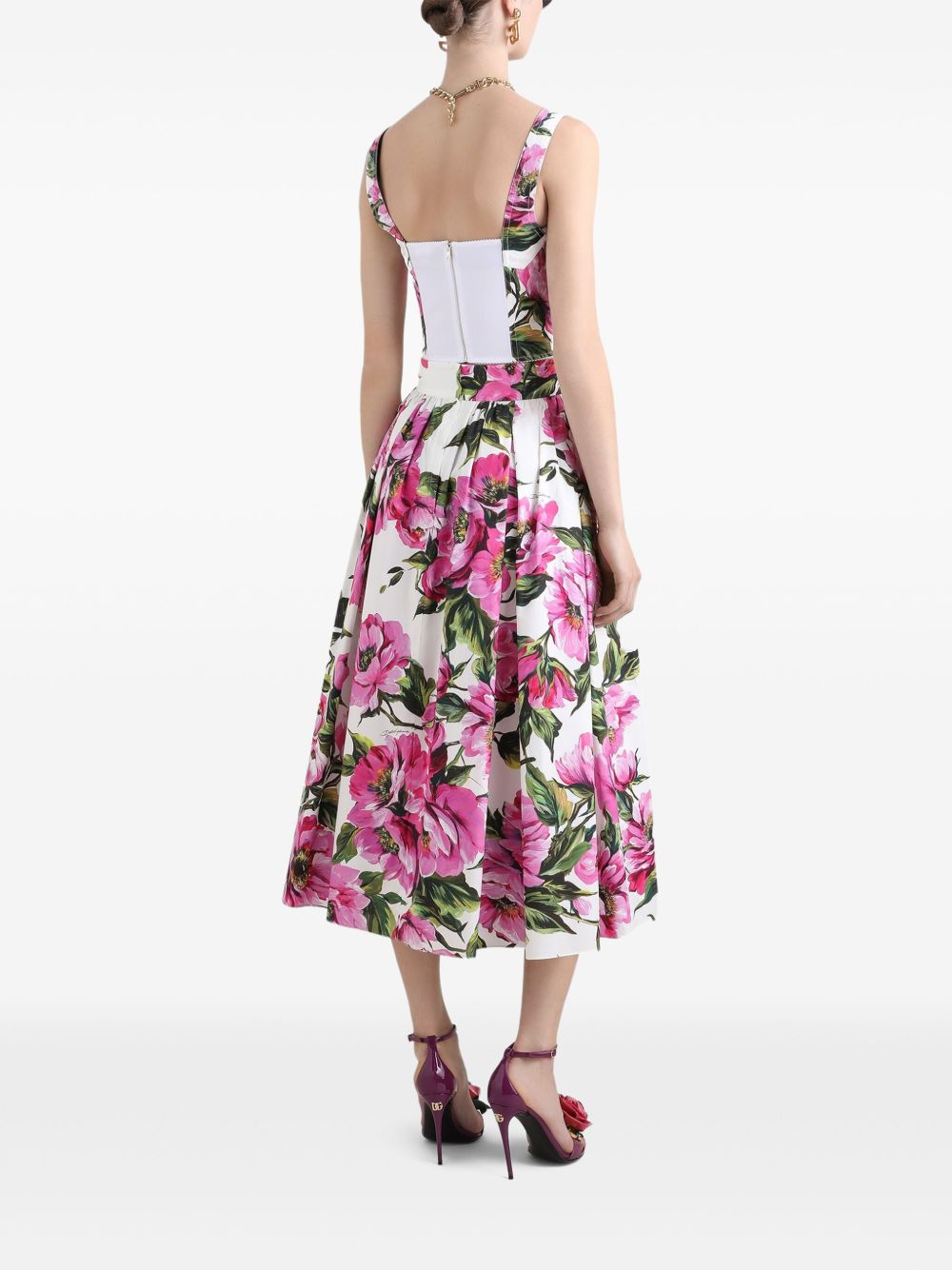 Dolce & Gabbana Peony-print cotton circle skirt