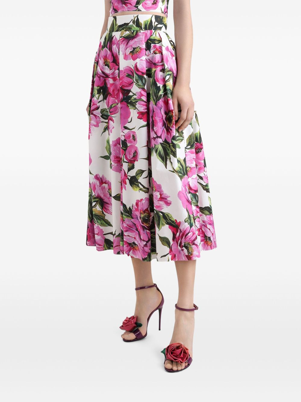 Dolce & Gabbana Peony-print cotton circle skirt