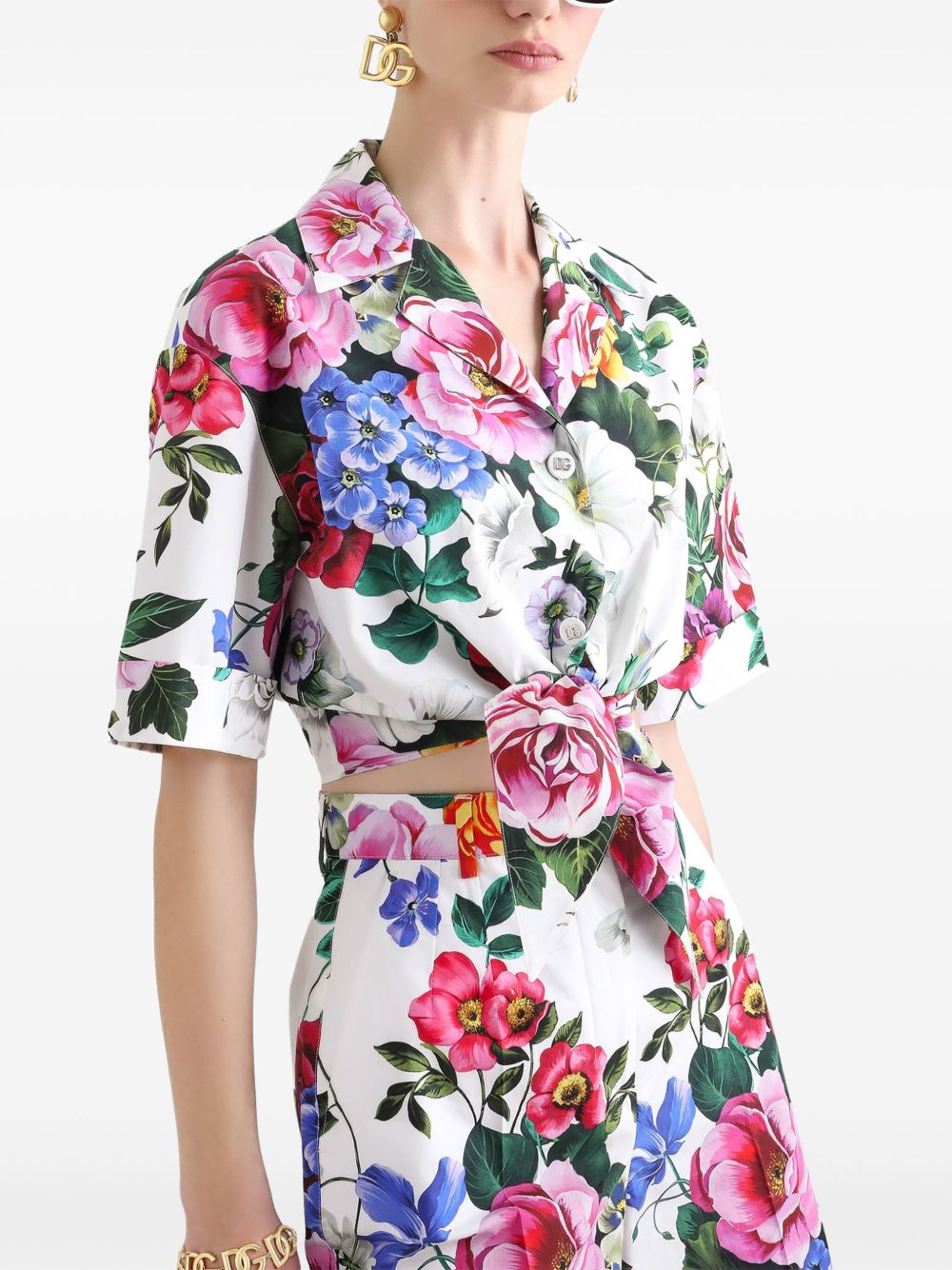 Dolce & Gabbana cropped floral cotton shirt