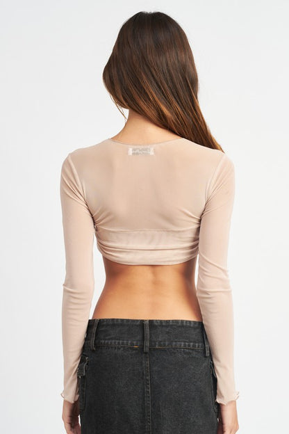 “TONY” CREW NECK RUCHED BUST CROP TOP