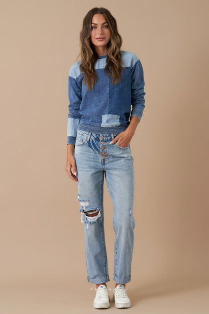 ROLLED UP BOYFRIEND JEANS