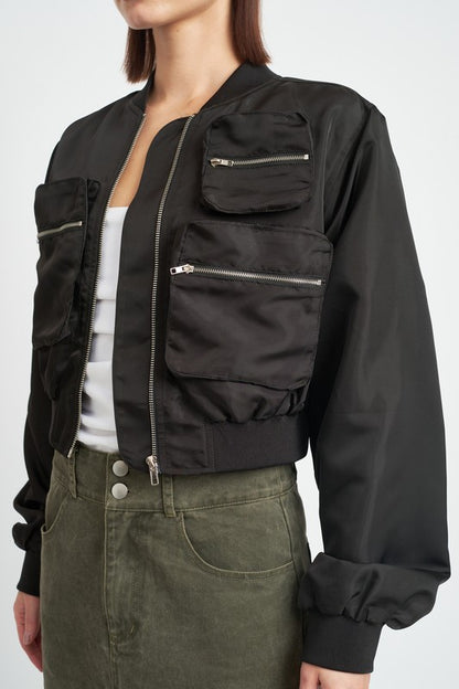 “KIMORA” CROPPED BOMBER JACKET