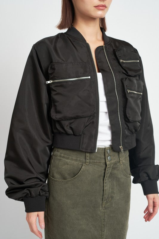 “KIMORA” CROPPED BOMBER JACKET