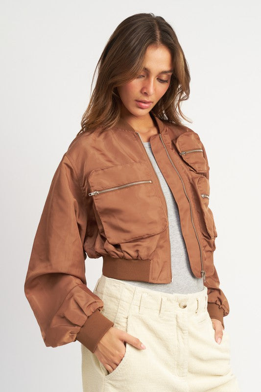 “KIMORA” CROPPED BOMBER JACKET