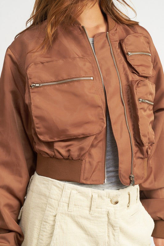 “KIMORA” CROPPED BOMBER JACKET