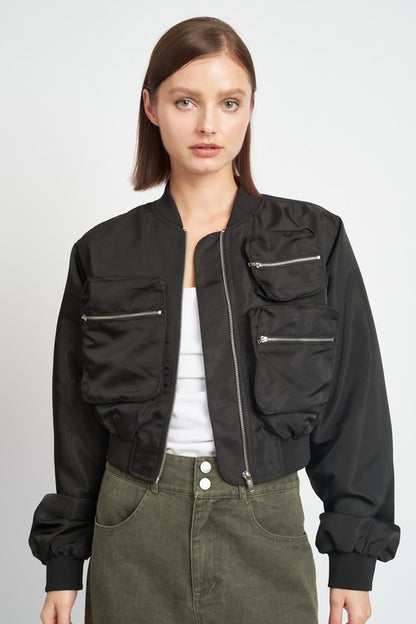 “KIMORA” CROPPED BOMBER JACKET