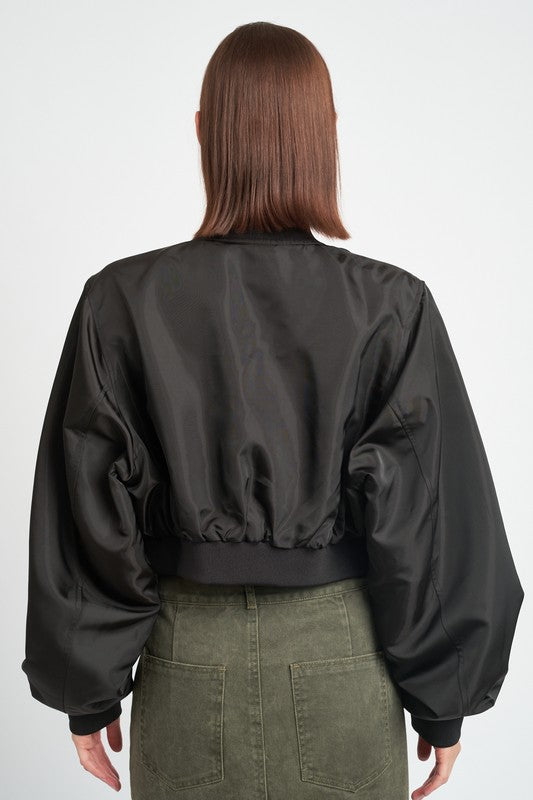 “KIMORA” CROPPED BOMBER JACKET