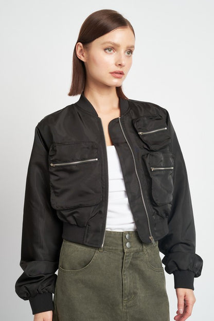 “KIMORA” CROPPED BOMBER JACKET