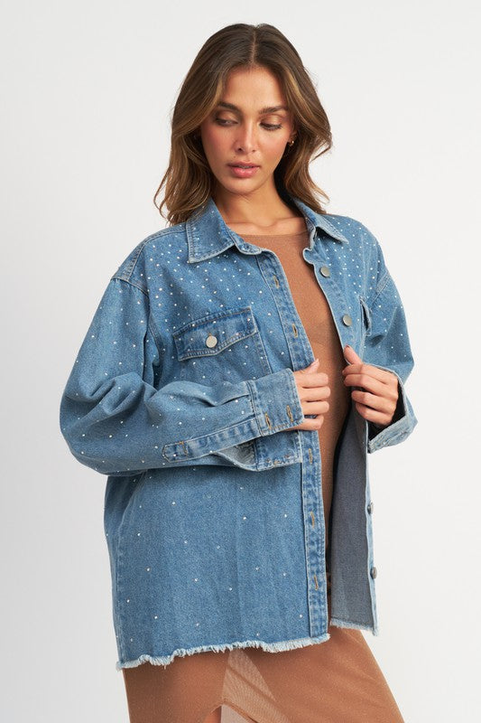 “KELLY” OVERSIZED RHINESTONE DENIM JACKET