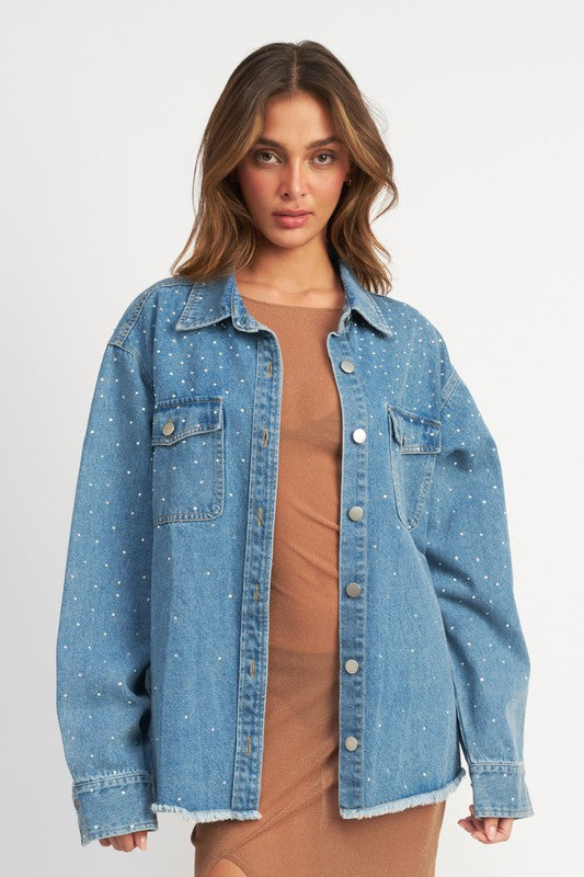 “KELLY” OVERSIZED RHINESTONE DENIM JACKET