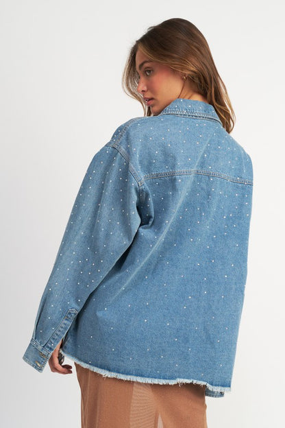 “KELLY” OVERSIZED RHINESTONE DENIM JACKET