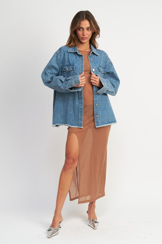 “KELLY” OVERSIZED RHINESTONE DENIM JACKET