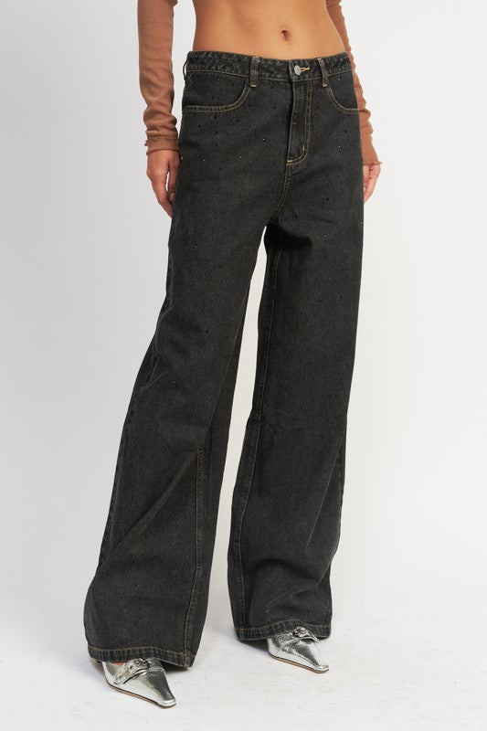 “HARPER” BOYFRINED JEANS WITH CONTRASTED STITCHING