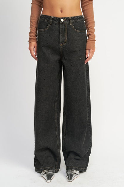 “HARPER” BOYFRINED JEANS WITH CONTRASTED STITCHING