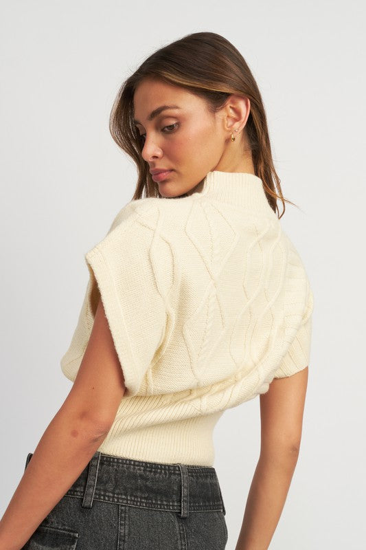 “CASSIE” TURTLE NECK RIBBED VEST