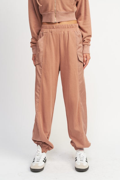 “JALISSA” CONTRASTED CARGO JOGGER PANTS