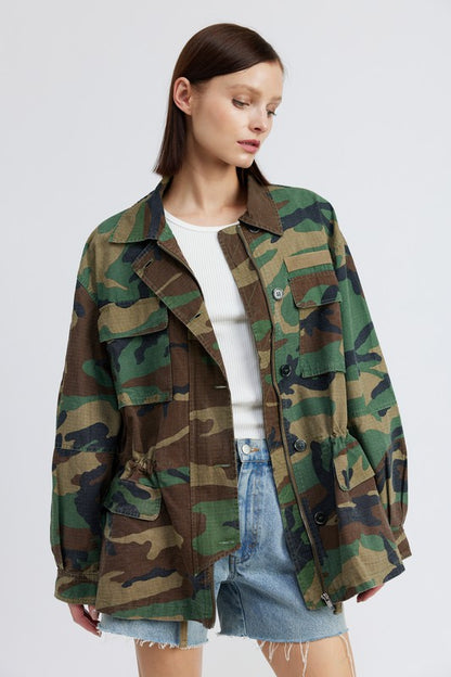 “CARMAN” CAMO OVERSIZED JACKET