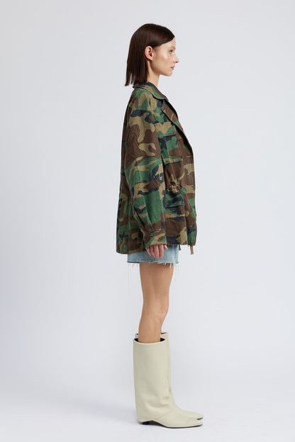 “CARMAN” CAMO OVERSIZED JACKET