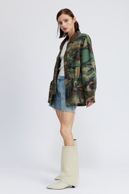 “CARMAN” CAMO OVERSIZED JACKET