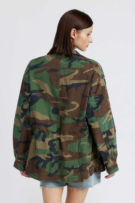 “CARMAN” CAMO OVERSIZED JACKET