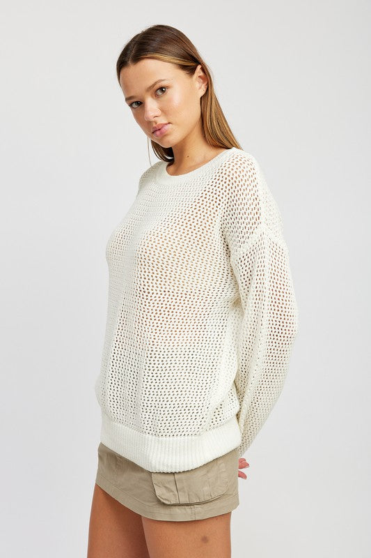 “RACHEAL” CROCHET LONG SLEEVE TOP