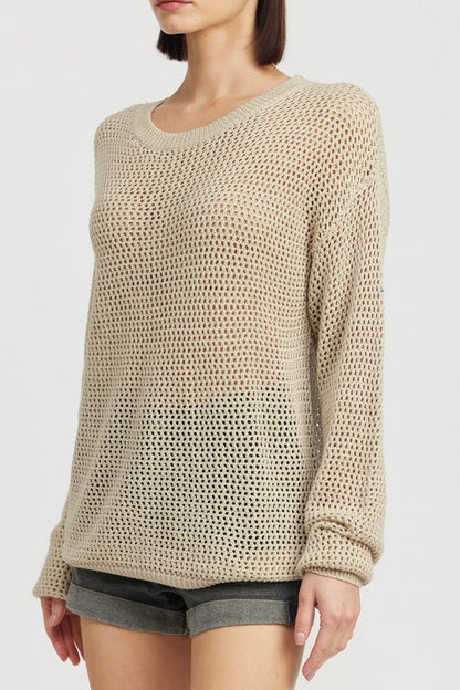 “RACHEAL” CROCHET LONG SLEEVE TOP