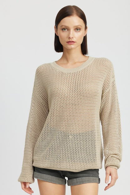 “RACHEAL” CROCHET LONG SLEEVE TOP