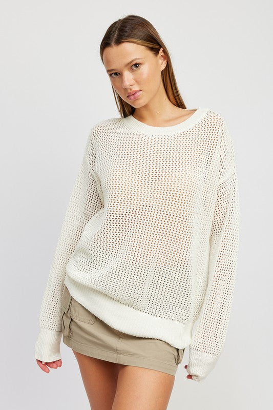 “RACHEAL” CROCHET LONG SLEEVE TOP