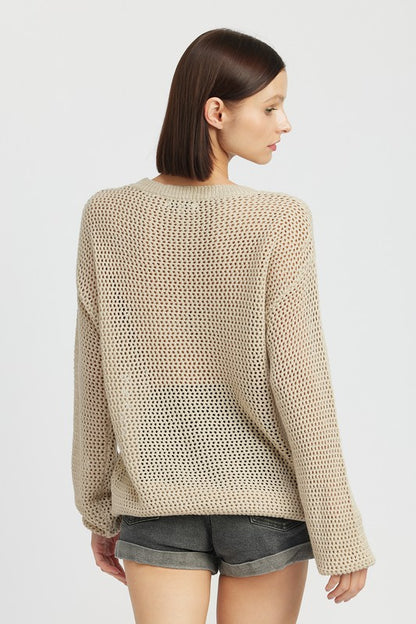 “RACHEAL” CROCHET LONG SLEEVE TOP