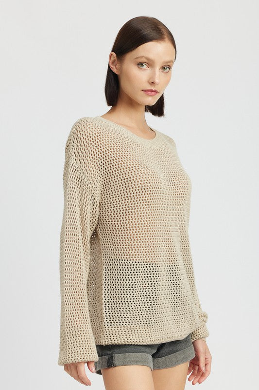 “RACHEAL” CROCHET LONG SLEEVE TOP