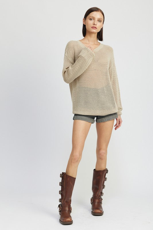 “RACHEAL” CROCHET LONG SLEEVE TOP