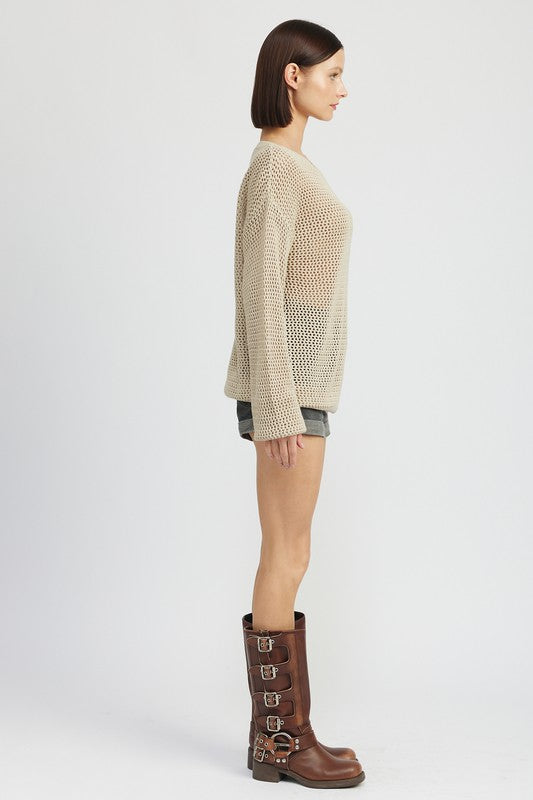 “RACHEAL” CROCHET LONG SLEEVE TOP