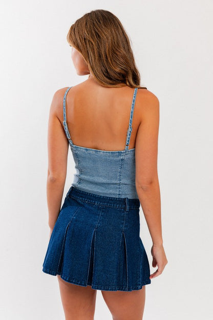 “JESSIE” Denim Bustier Bodysuit