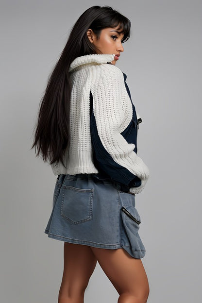 “TAMMI” Denim and Knit Multi Fabric Jacket